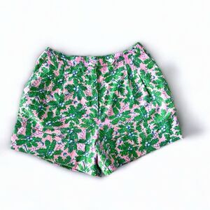 Vtg Lilly Pulitzer Enterprises 80’s Pink Coconut Palm High Waisted Shorts‎ Sz 12